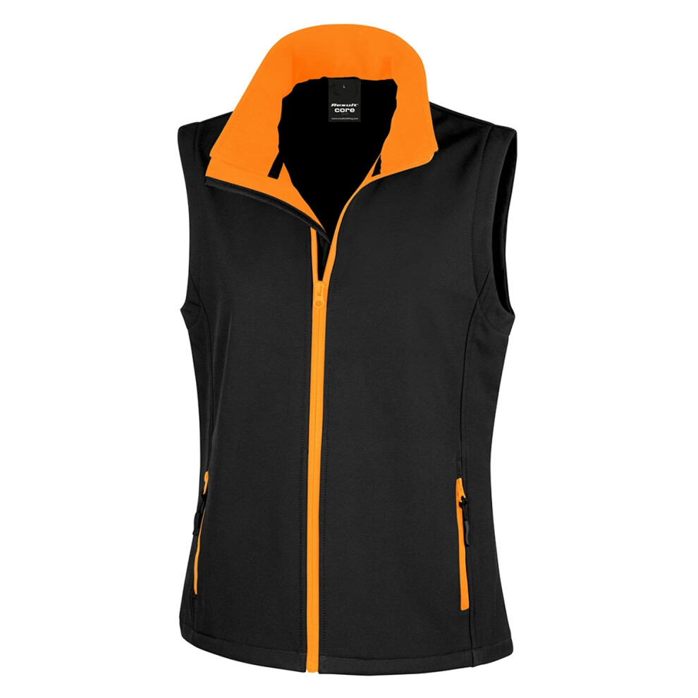 Result (L, Black/Orange) Womens/Ladies Softshell Body Warmer