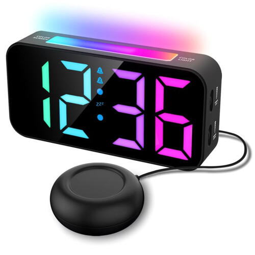 RGB Night Light LED Clock with Mood Light 2 with Digital Night Light Clock Bell USB Power 1