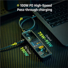 6 in-1 USB C Hub with -Compatible 4K@60Hz, Gigabit Ethernet, 100w PD Power Delivery for Silver
