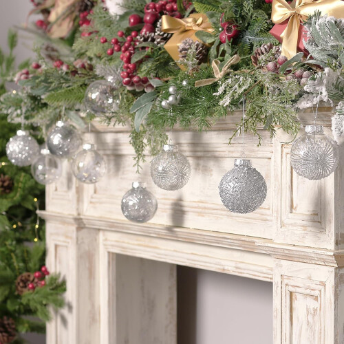 Christmas Ball Ornaments Silver Shatterproof Plastic 24 Pack 2