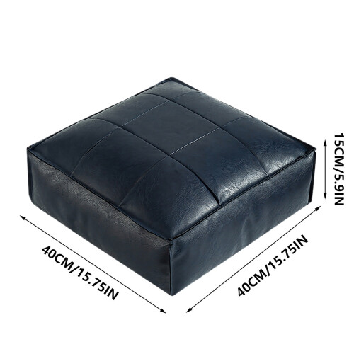 Faux Leather Moroccan Pouf Cover for Footstool 1 Piece 2