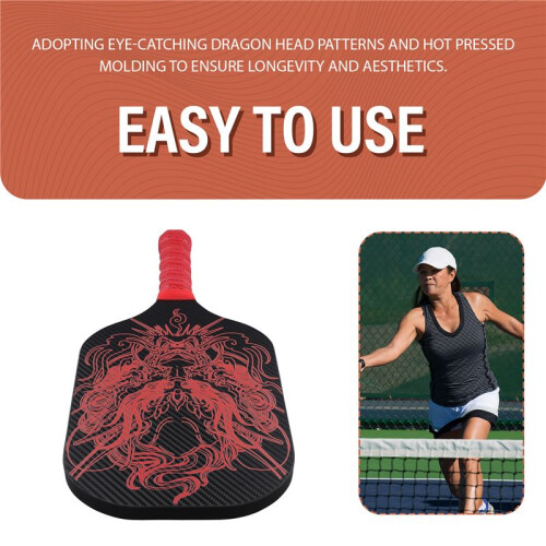 Carbon Fiber Pickleball Paddle Dragon  Design Hot Pressed Racket  Durable Racket for Enhanced 2