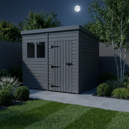 11x6 Pent Composite Shed Tanalised (Single Door, With Windows) 2