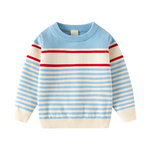 Light Blue Striped Sweater Cotton Knit 2 Years 1