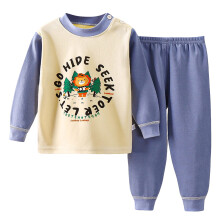 Baby Pajamas Cotton Long Sleeve Sleepwear Set Blue 3-6