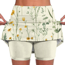 Women's Floral Print Athletic Skorts Elastic Mid Waist Size