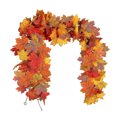 Maple Leaf Garland Artificial Vine 5.74 Ft Orange