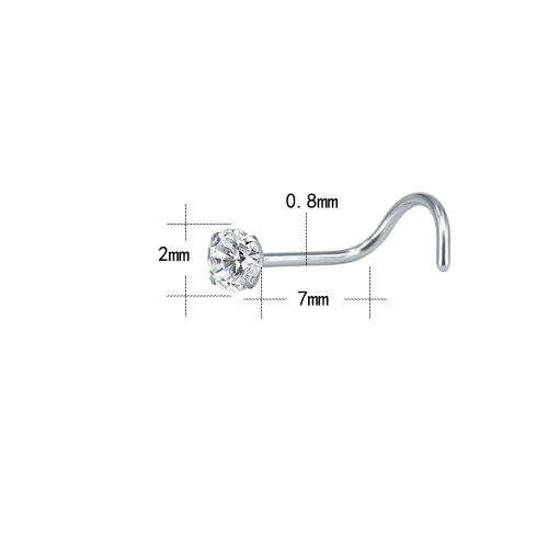 Cubic Zirconia Crystal Nose Stud 20g 14 pcs 1