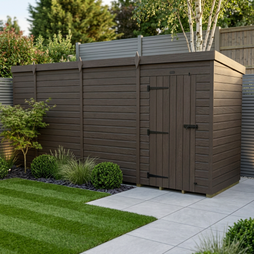 13x4 Pent Composite Shed Tanalised (Single Door, No Windows)