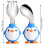 Cartoon Kids Tableware Set Blue Stainless Steel Spoon Fork 3