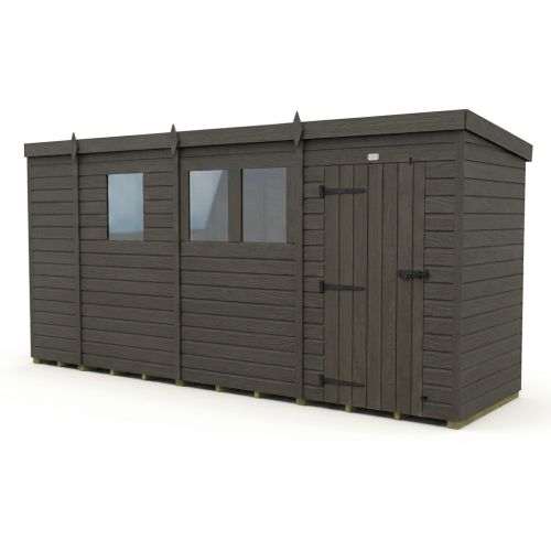 13x4 Pent Composite Shed Tanalised (Single Door, With Windows) 1