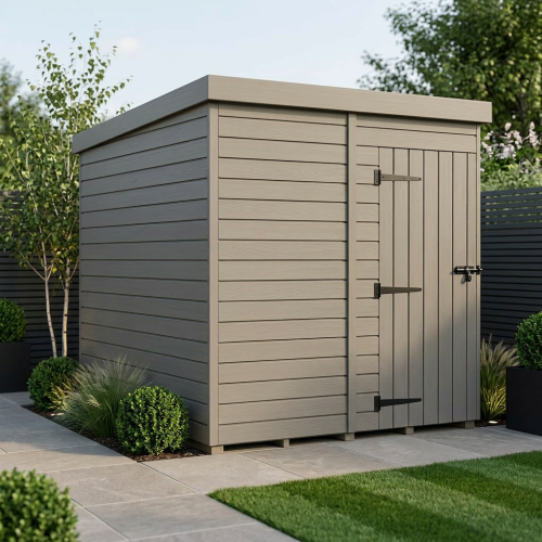 7x9 Pent Composite Shed Tanalised (Single Door, No Windows)