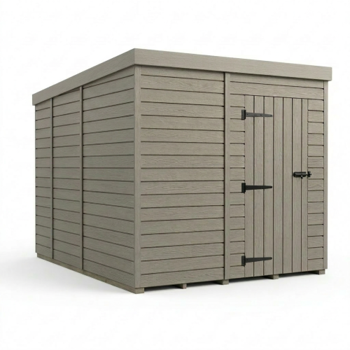 7x9 Pent Composite Shed Tanalised (Single Door, No Windows) 1