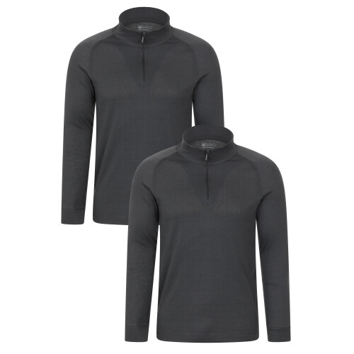 (L, Charcoal) Mountain Warehouse Mens Talus Base Layer Top (Pack of 2)