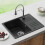 Granite Quartz Single Bowl Kitchen Sink 57x45cm with Waste Strainer Kit 1