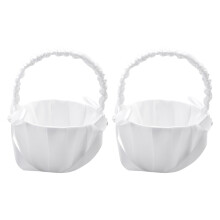 2 Pack Hochzeit Blumen Korb Aus Satin, Romantischer Schleife Party Rosen Blumen MäDchen Korb