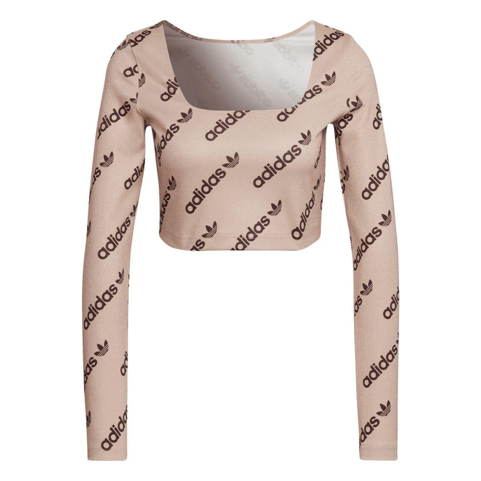 Adidas (8 Uk, Beige) Womens/Ladies Originals Square Neck Long-Sleeved Crop Top