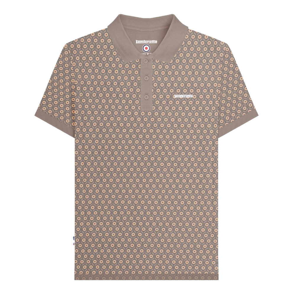 Lambretta (4Xl, Cinder) Mens Aw24 Geometric Polo Shirt