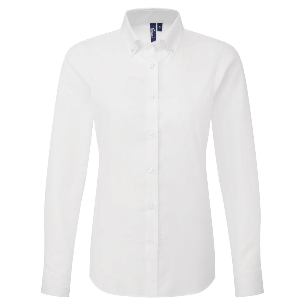 Premier (L, White) Womens/Ladies Supreme Oxford Long-Sleeved Shirt