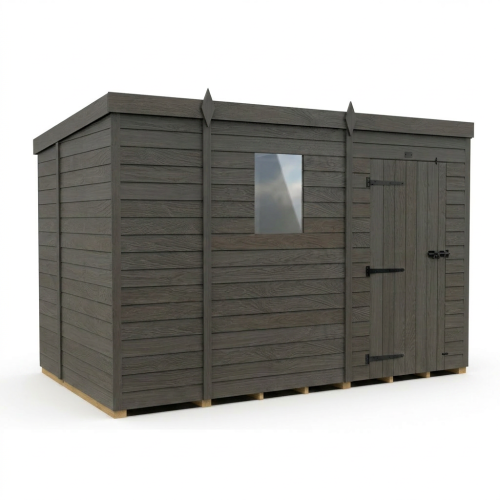 9x7 Pent Composite Shed Tanalised (Single Door, With Windows) 1