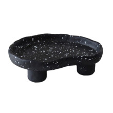 Nordic Resin Dots Irregular Storage Tray Cake Plate Cosmetic Holder Storage Organizer Livingroom Home Decor, Black
