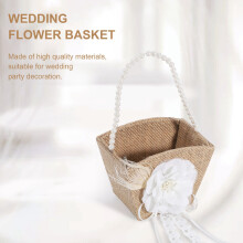 Blumen MäDchen Korb Rustikale Sackleinen für Vintage Rustikale Hochzeit Blumen Korb mit Perlen Griff