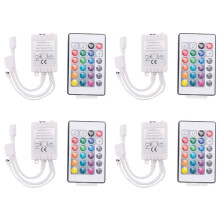 4X Controlador de Luces de Tira LED, Controlador Controlador de Luces de Tira LED RGB + Control Remoto por Infrarrojos 24 Teclas