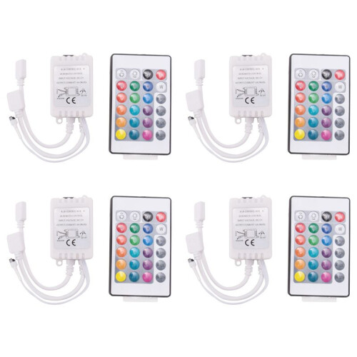 4X Led Strip Lights Controller,Controller RGB Led Strip Light Controller + Infrared Remote Control 24 Keys