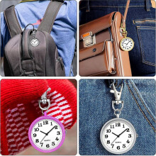 2pcs Nurses Watches for Women Quartz Pocket Watch with Key Buckle Hanging Digital Watch Clip for Nurses Doctors Black