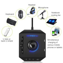 3X Phoinikas T10 Multi- Usb Hub Audio Adapter External Stereo Card with 3.5 mm Headphones and Microphone Jack