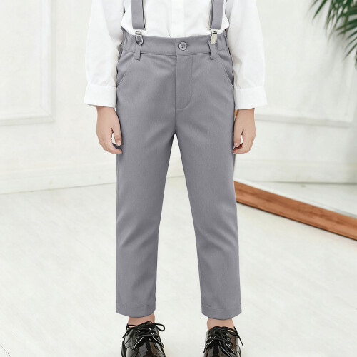 Boys' Wrinkle-Resistant School Uniform Pants Light Gray 1