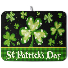 Tapis égouttoir à vaisselle à carreaux verts et trèfles pour la Saint-Patrick
