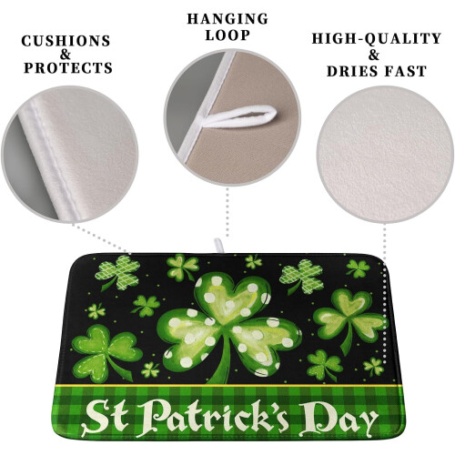 Tørkematte for oppvask til St. Patricks dag, grønn rutet kløver 2