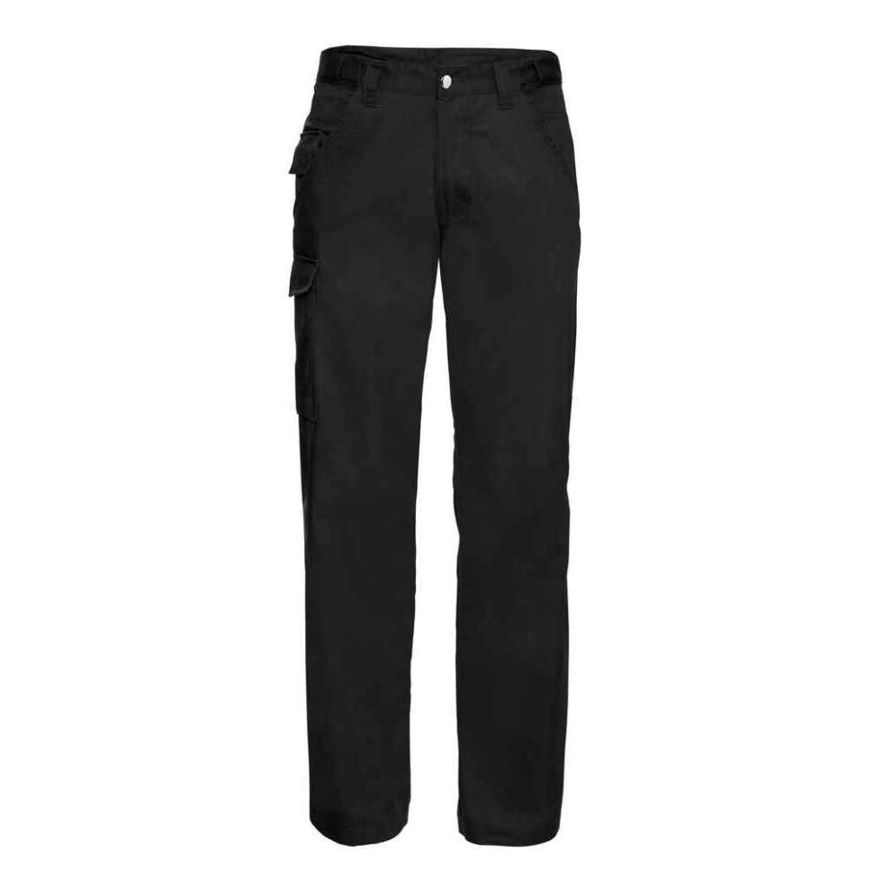 (28R, Black) Russell Mens Polycotton Twill Work Trousers 5063470474882