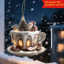 Coffee Cup Ornament Acrylic Snow House 2D Shape