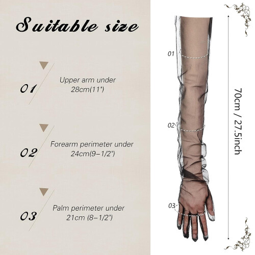 Lyserøde mesh chiffon handsker lette, åndbare 3 stk. 1