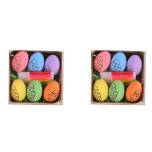 12 Pezzi di Uova di Pasqua Dipinte un Mano DIY 2024 Uova di Cartone Animato Regalo Fatto un Mano per Bambini Kit di Pittura per Uova di Pasqua-B