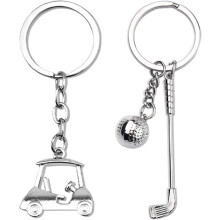 Golf Cart Charm Keychain for Siblings 2 PCS