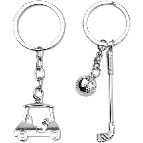 Golf Cart Charm Keychain for Siblings 2 PCS