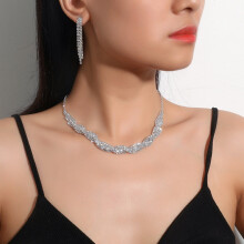Silver Prom Jewelry Set for Women with Crystal Rhinestones