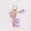 E Initial Keychain for Women Purple Tassel Plastic 2