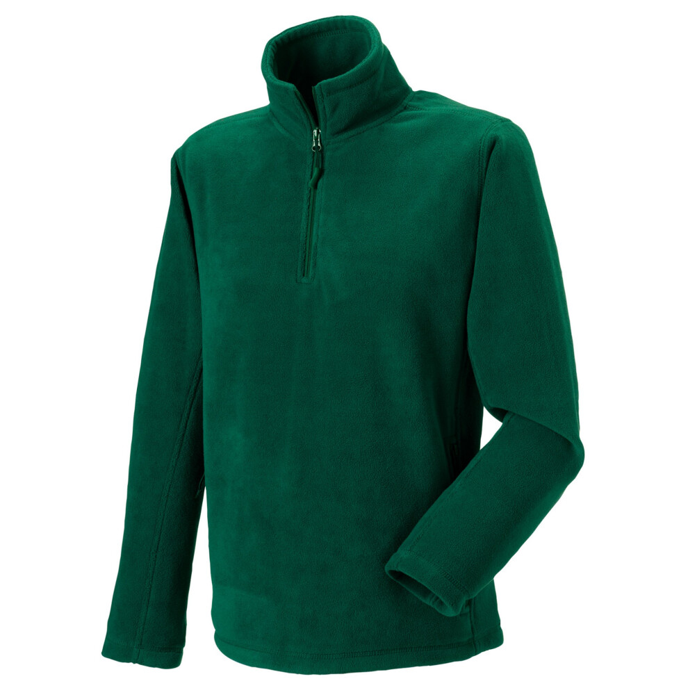 Russell (S, Bottle Green) Mens Quarter Zip Fleece Top