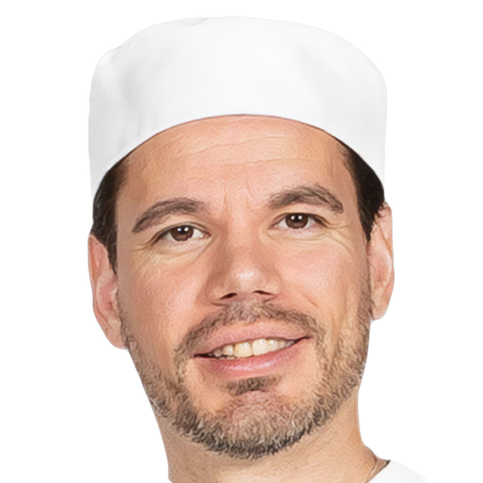 (M, White) Dennys Unisex Adult Double Band Chef Skull Cap 5063527377005