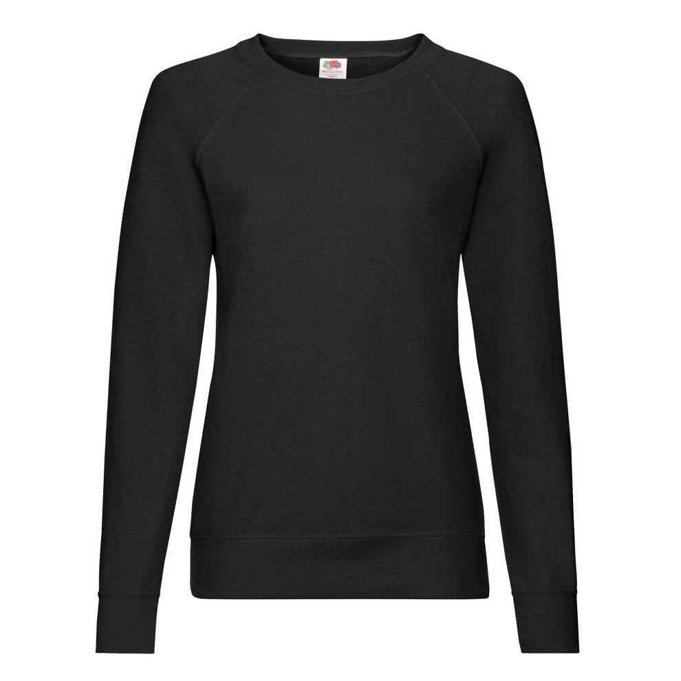 Fruit Of The Loom (10 Uk, Black) Womens/Ladies Lightweight Lady Fit Raglan Sweatshirt