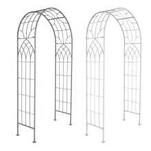 Charles Bentley Decorative Wrought Iron Arch - Grey & White