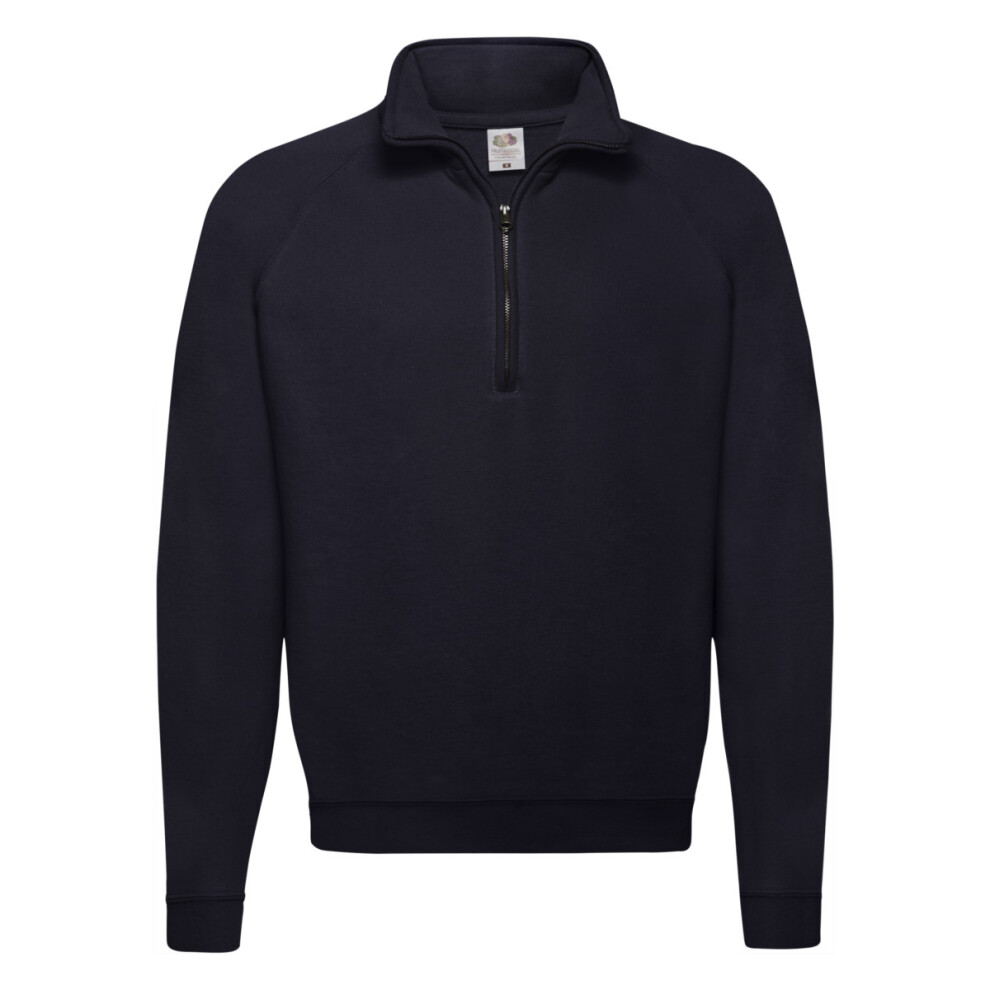 Fruit Of The Loom (M, Deep Navy) Mens Classic 80/20 Zip Neck Sweatshirt
