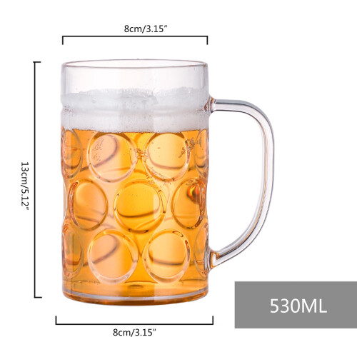 Acrylic Beer Mug Shatterproof with Handle 12 oz 2