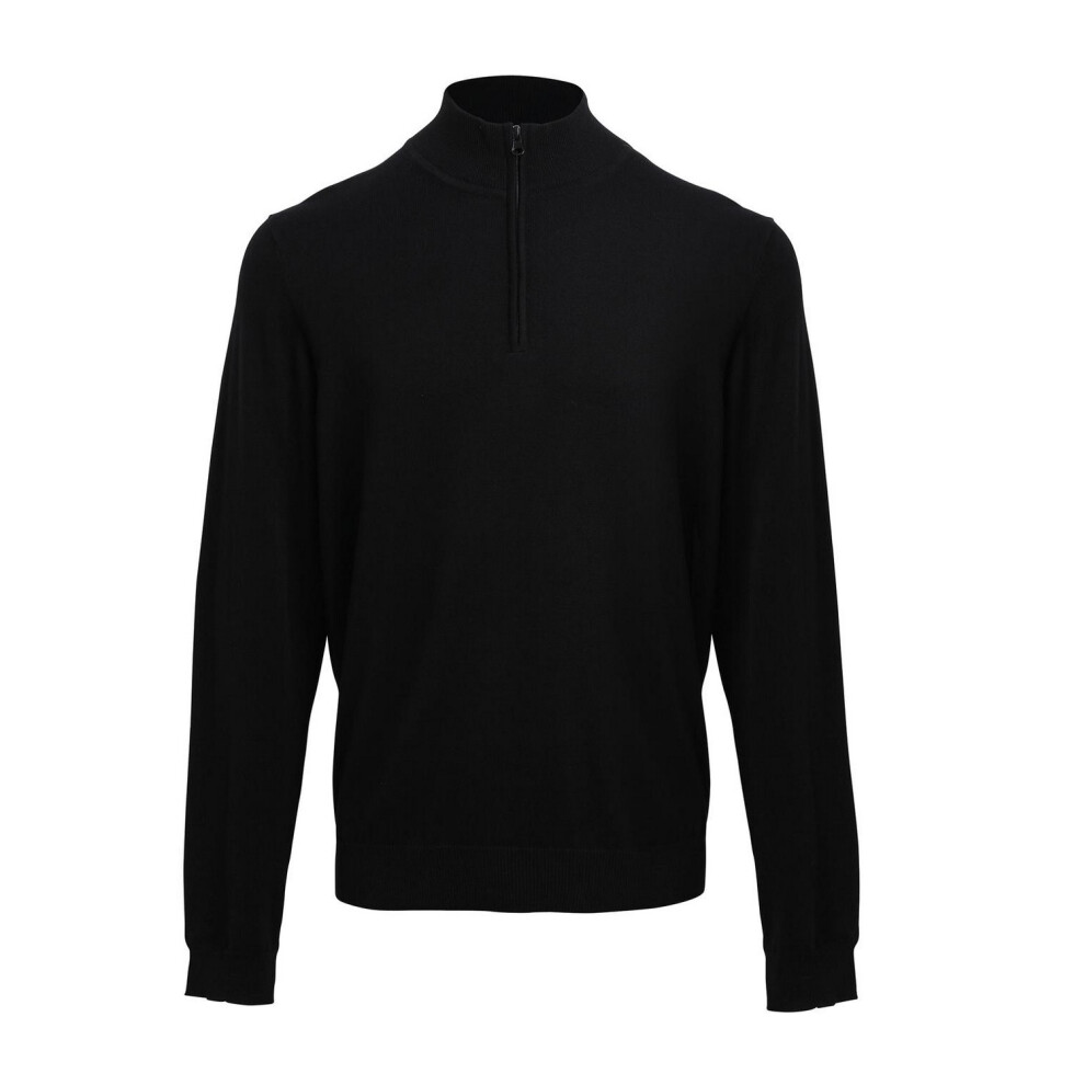 Premier (Xxl, Black) Mens Zip Neck Sweatshirt