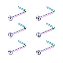 Crystal Nose Stud Piercing 20G L-Shaped