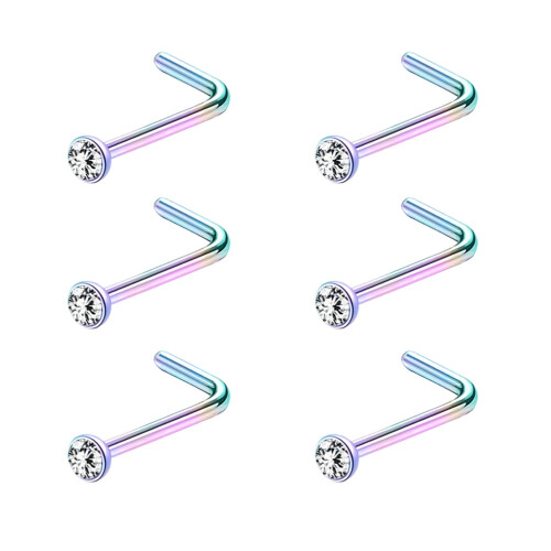 Crystal Nose Stud Piercing 20G L-Shaped